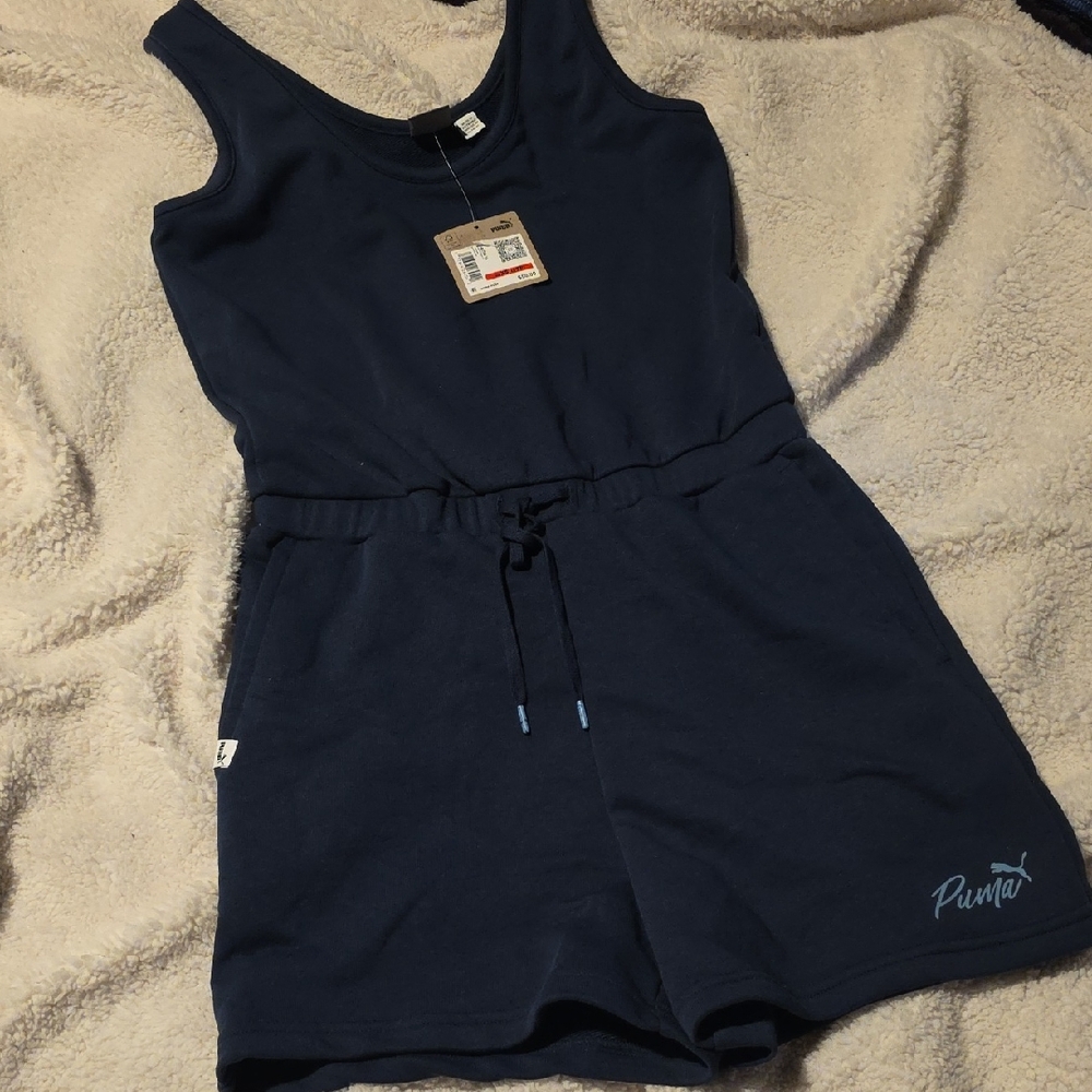 Puma Blue Sporty Jumpsuit with Drawstring Waist